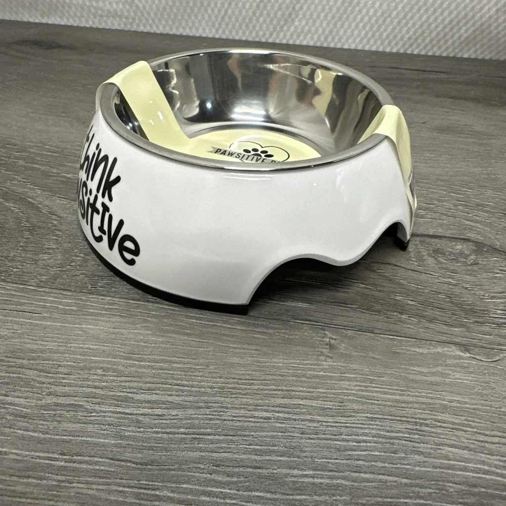 Pawsitive Pets 2 in 1 Pet Bowl Melamine Stainless Steel BPA Free Think Pawsitive